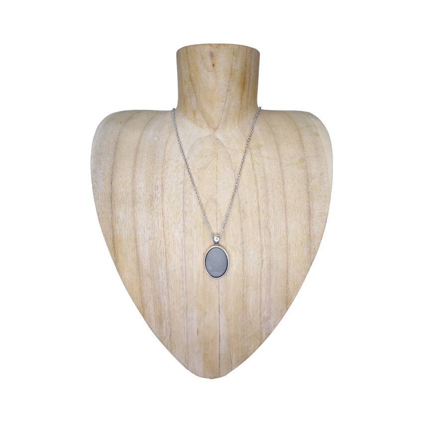 Cement oval shaped pendant necklace