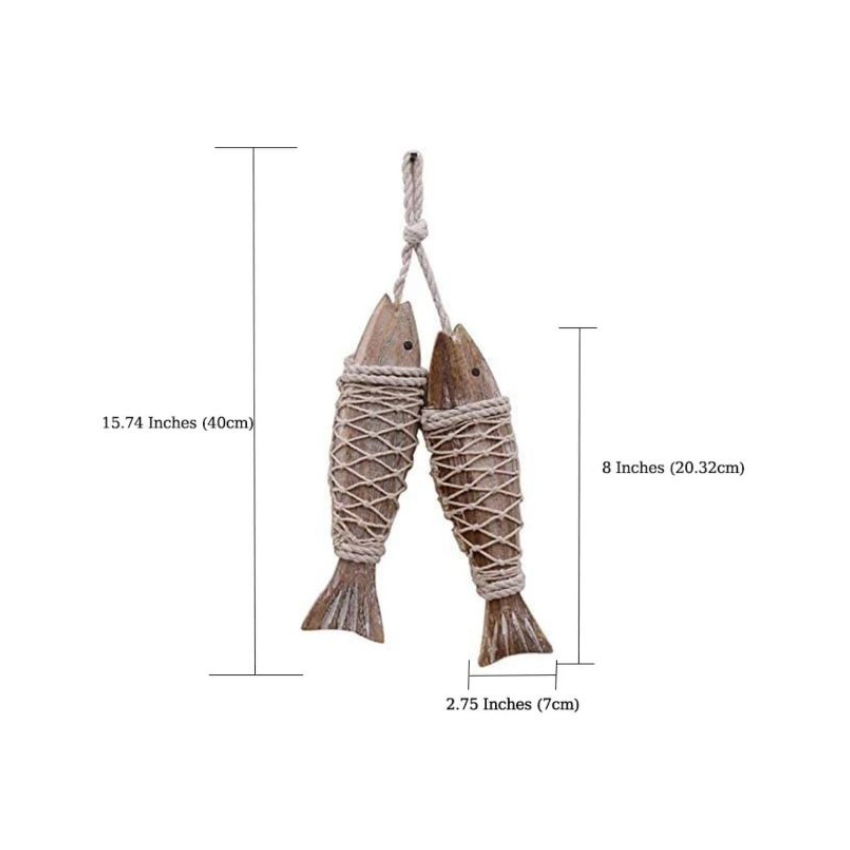Hanging wooden fish décor