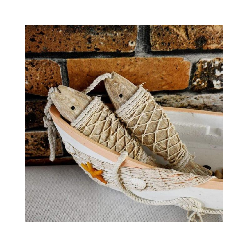 Hanging wooden fish décor