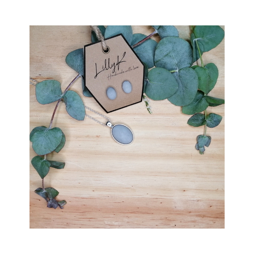 Cement oval earrings