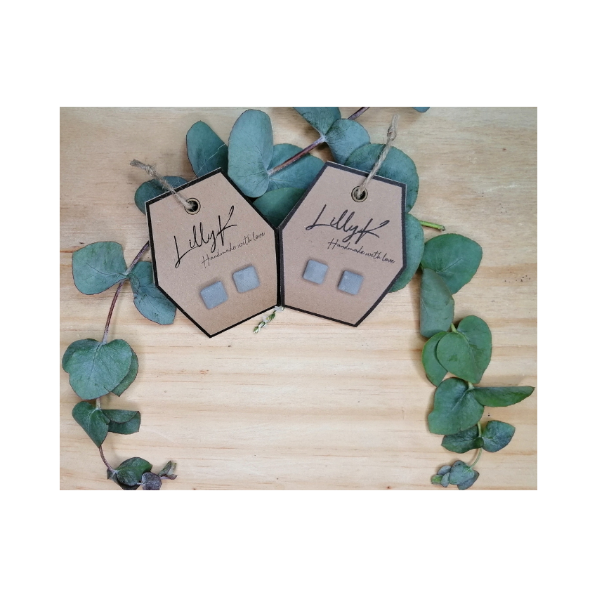 Cement square earrings
