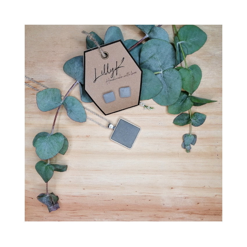 Cement square earrings