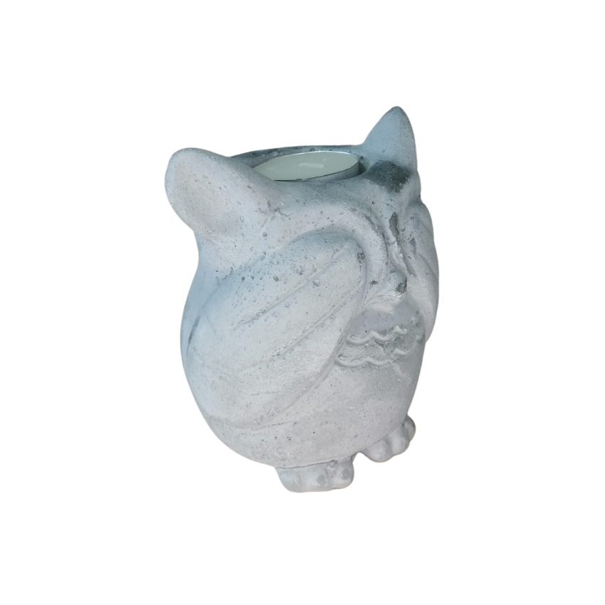 Cement owl tealight holder