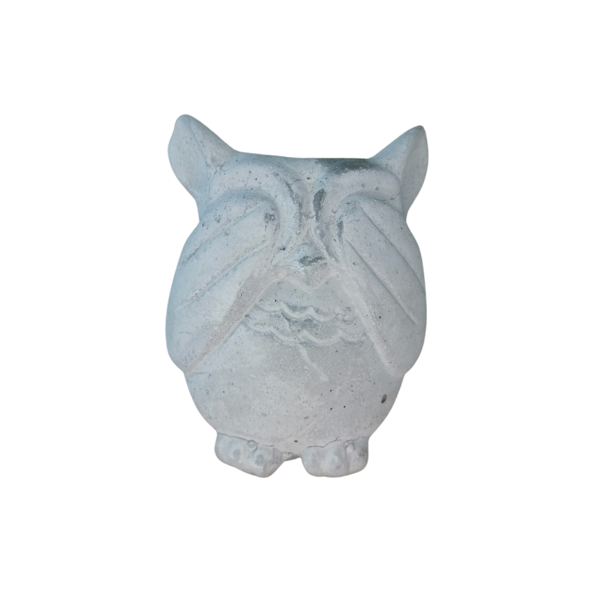 Cement owl tealight holder