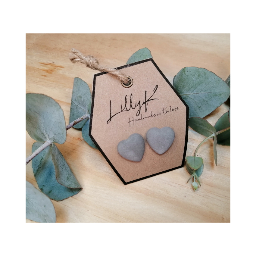 Cement heart earrings