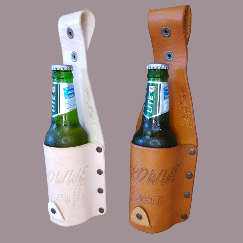 Genuine leather bottle holster - Jou ROWWE Bliksem
