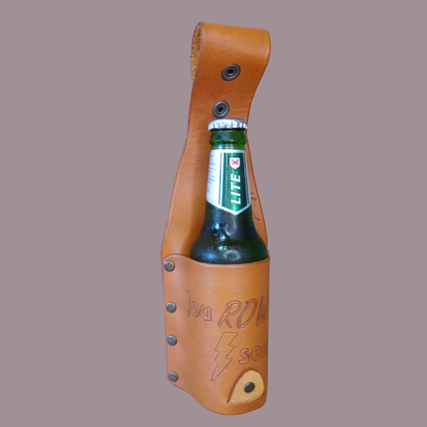 Genuine leather bottle holster - Jou ROWWE Bliksem