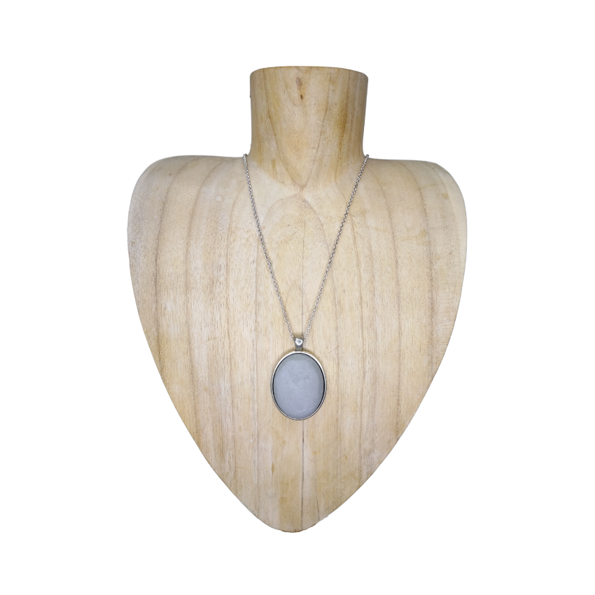 Cement oval shaped pendant necklace