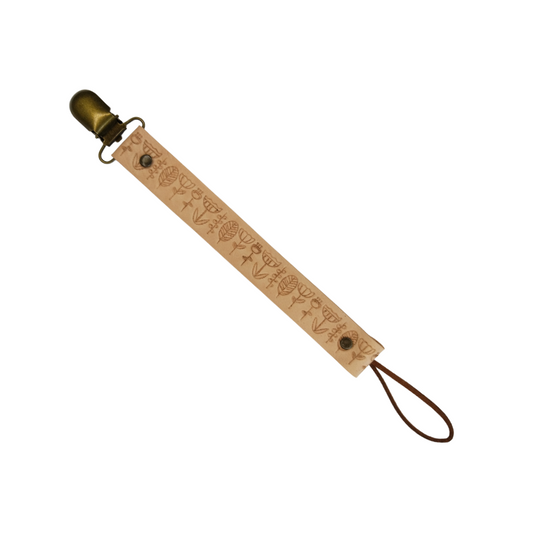 Genuine leather pacifier clips