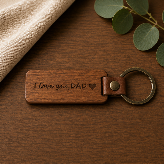 Engraved Wooden Dad Keyring