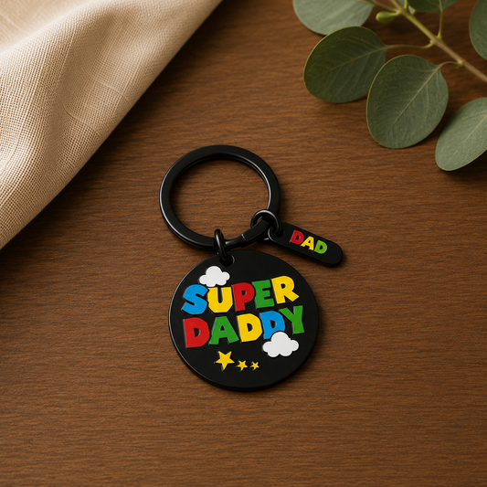 Super Daddy Printed Steel Keyring