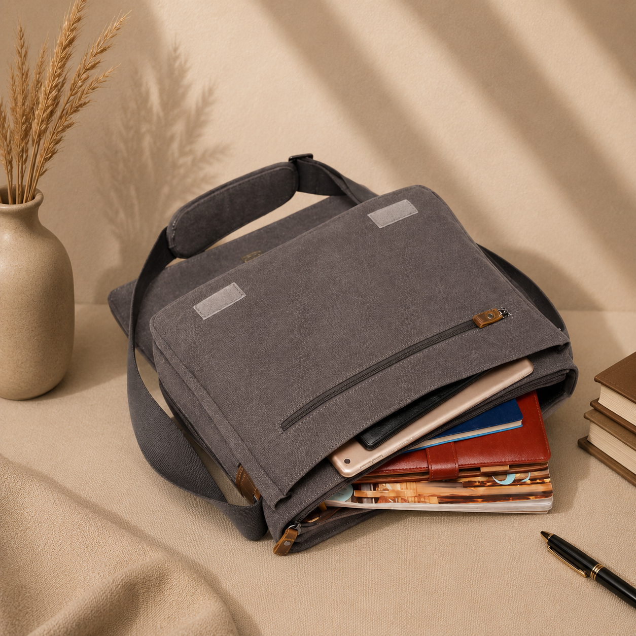 Troop London Canvas Laptop Messenger Bag