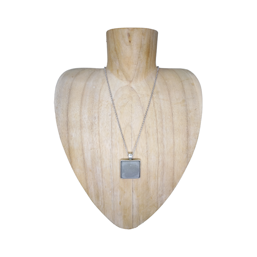 Cement square shaped pendant necklace