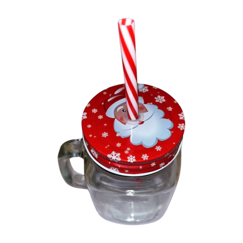 Santa themed glass jar