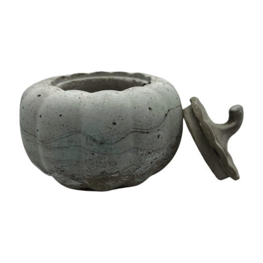 Cement pumpkin trinket bowl