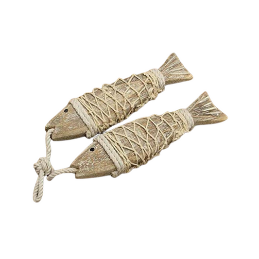 Hanging wooden fish décor